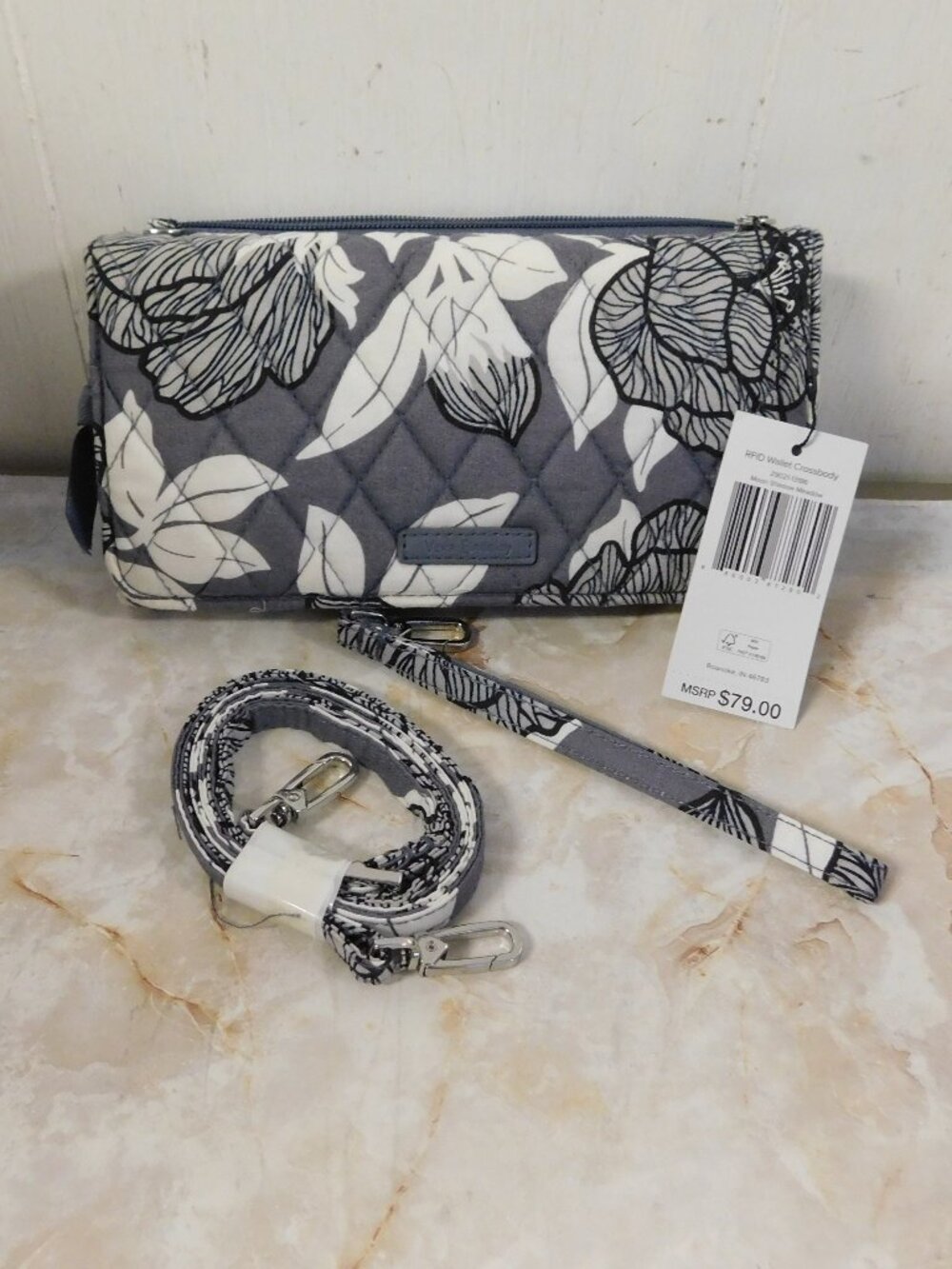 Vera Bradley RFID Wallet Crossbody Moon Shadow Meadow NEW with Tag